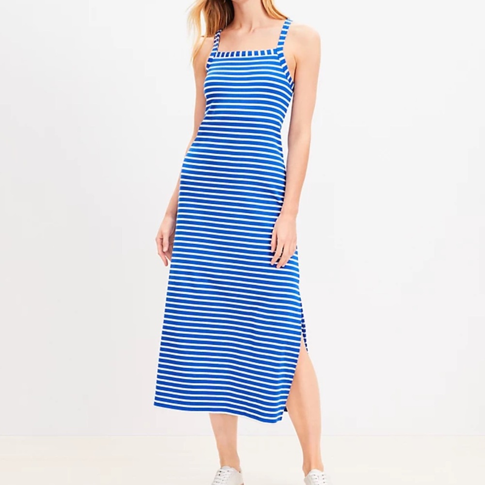 LOFT Stripe Ribbed Bra Maxi Dress